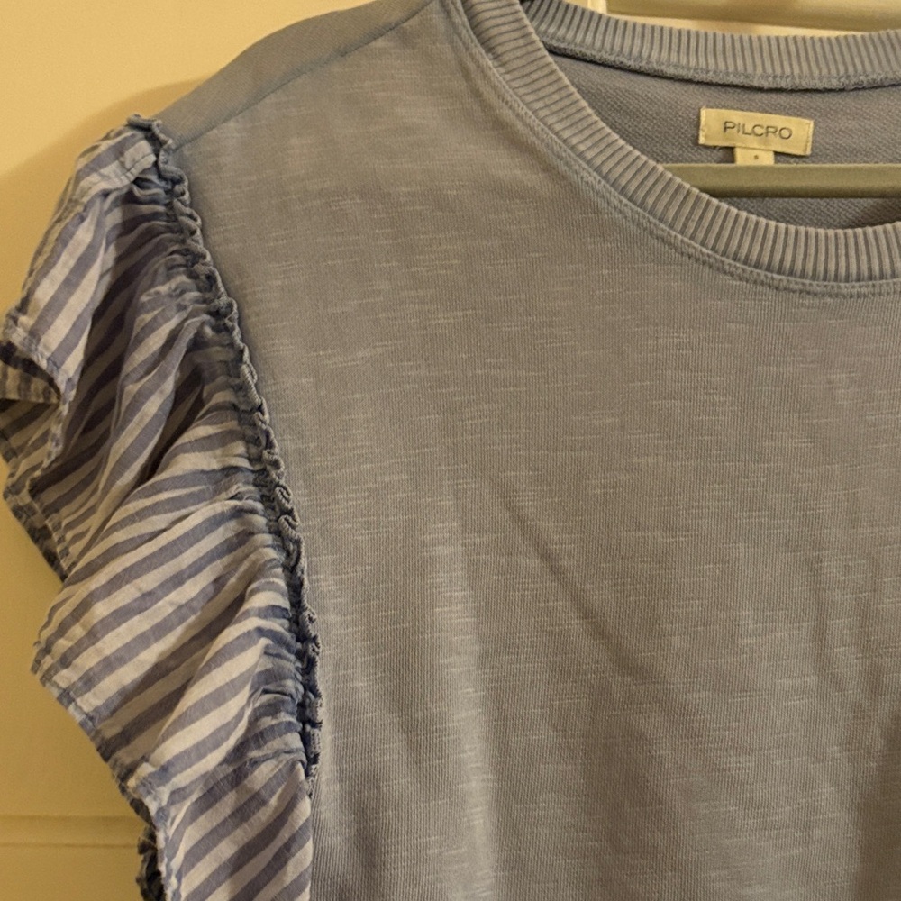 Blue Ruffle Sleeve Top - Picture 2 of 8